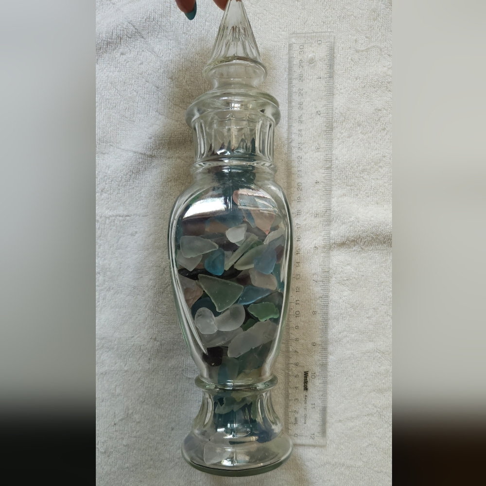 Elegant Glass Vintage Apocathary And Sea Glass Jewelry Ready Glass